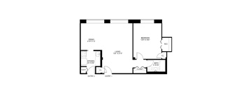 1 bedroom 1 bathroom Floor plan G at Wellington Apartments, Virginia, 22204
