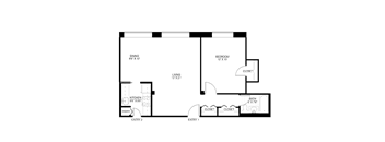 1 bedroom 1 bathroom Floor plan H at Wellington Apartments, Arlington, VA, 22204