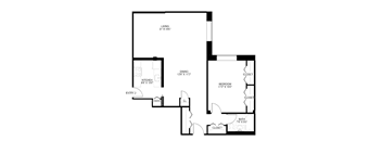 1 bedroom 1 bathroom Floor plan I at Wellington Apartments, Arlington, VA