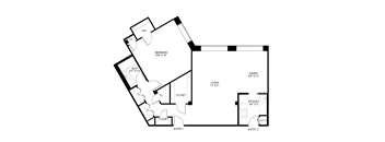 1 bedroom 1 bathroom Floor plan K at Wellington Apartments, Arlington, Virginia