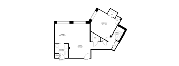1 bedroom 1 bathroom Floor plan L at Wellington Apartments, Arlington