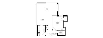 1 bedroom 1 bathroom Floor plan M at Wellington Apartments, Virginia