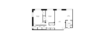 2 bedroom 1.5 bathroom floor plan A at Wellington Apartments, Arlington, VA, 22204