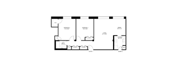 2 bedroom 1 bathroom floor plan D at Wellington Apartments, Arlington, Virginia