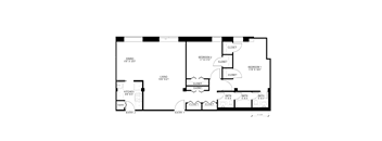 2 bedroom 1 bathroom floor plan C at Wellington Apartments, Arlington, VA, 22204
