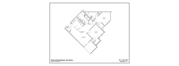 A black and white image of a floor plan for Madison & Main Apartments.
