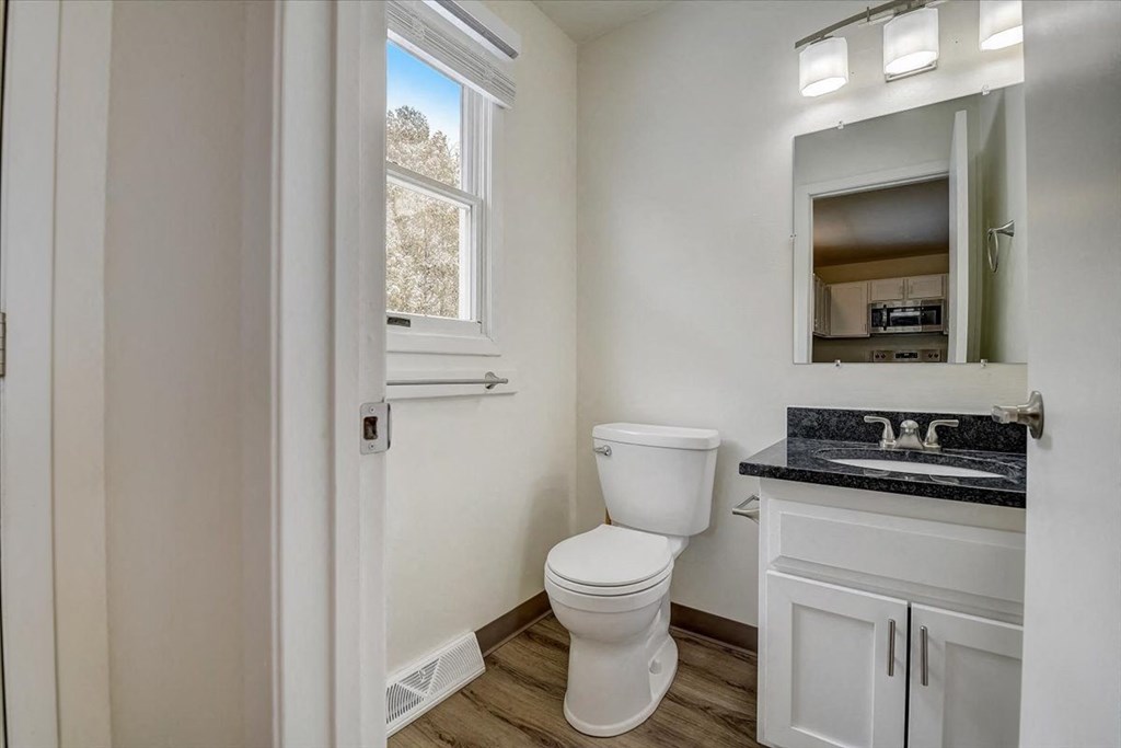 a bathroom with a toilet and a sink and a window