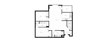 A black and white image of a house floor plan.