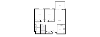 A black and white image of a house floor plan.