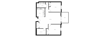A black and white floor plan of a house with labeled rooms.