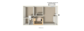 A diagram showing a layout of two bedrooms.