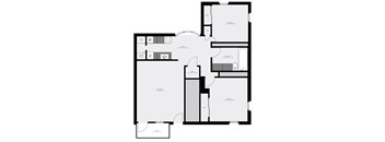 A floor plan of a house with labeled rooms and measurements.