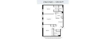 A floor plan for a 2 Bed 2 Bath - 1296 SQ FT.