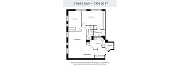 A floor plan of a 2 Bed 2 Bath - 1306 SQ FT.