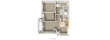 A diagram of a house with two bedrooms.