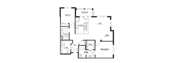 A black and white floor plan of a house with labeled rooms and dimensions.