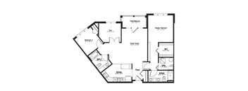 A black and white floor plan of a house with labeled rooms.