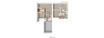 A diagram of a 3 bedroom apartment is shown.