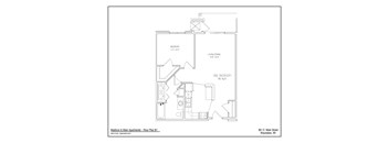 A black and white image of a floor plan for Madison & Main Apartments in Waunakee, WI.