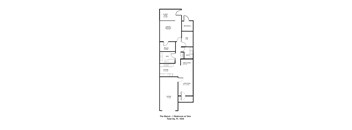 A floor plan of a one bedroom apartment with den is shown.