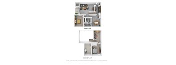 A floor plan of a house with a main floor and a second floor.