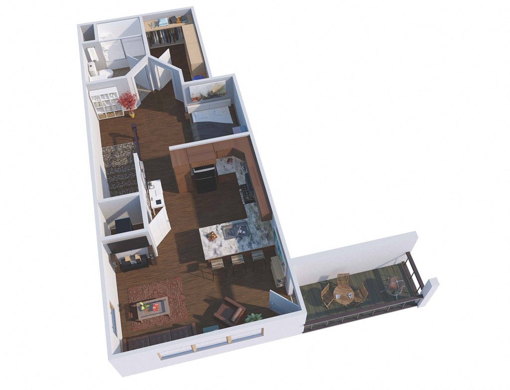 a floor plan of a house with a bedroom and a living room