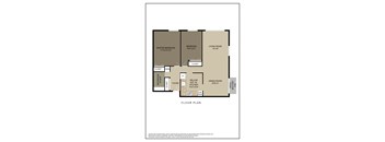 A floor plan of a house with a master bedroom, two bathrooms, a living room, a dining room, and a kitchen.