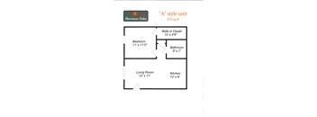 A diagram of a floor plan for a Sherman Oaks apartment.