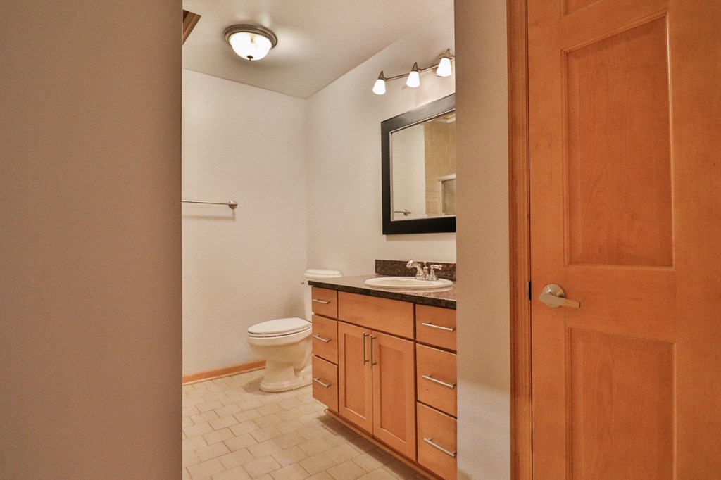 a bathroom with a toilet and a sink and a mirror