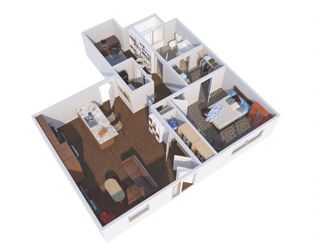 a floor plan of a home with a bedroom and a living room