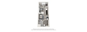 a stylized floor plan of a 1 bedroom floor plan