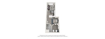 a floor plan of a studio apartment with a bedroom