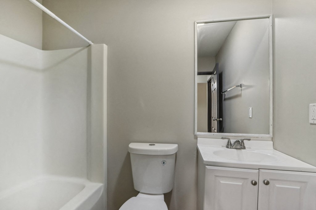 a bathroom with a sink toilet and a mirror