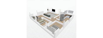 a floor plan of a house with a living room and a bedroom