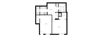 A black and white image of a floor plan for a house.