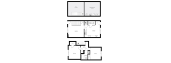 A set of three black and white floor plans for a house.