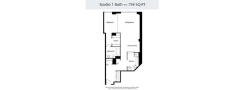 A floor plan of Studio 1 Bath - 759 SQ FT.