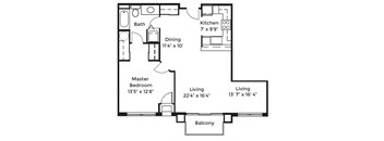 1 Bed 1 Bath w/ Den (A2)