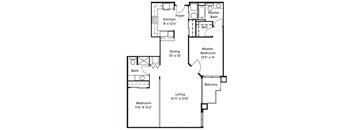 1 Bed 2 Bath w/ Den (A3)
