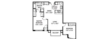 2 Bed 1 Bath (B2)