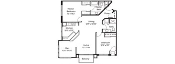 2 Bed 2 Bath w Den (B12)