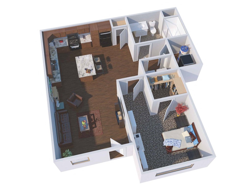 a floor plan of a house with a bedroom and a living room