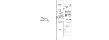 A floor plan of a Deluxe 1005 Sq. Ft. property.