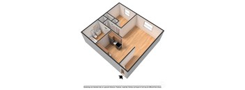 a small floor plan with a bathroom and a living room