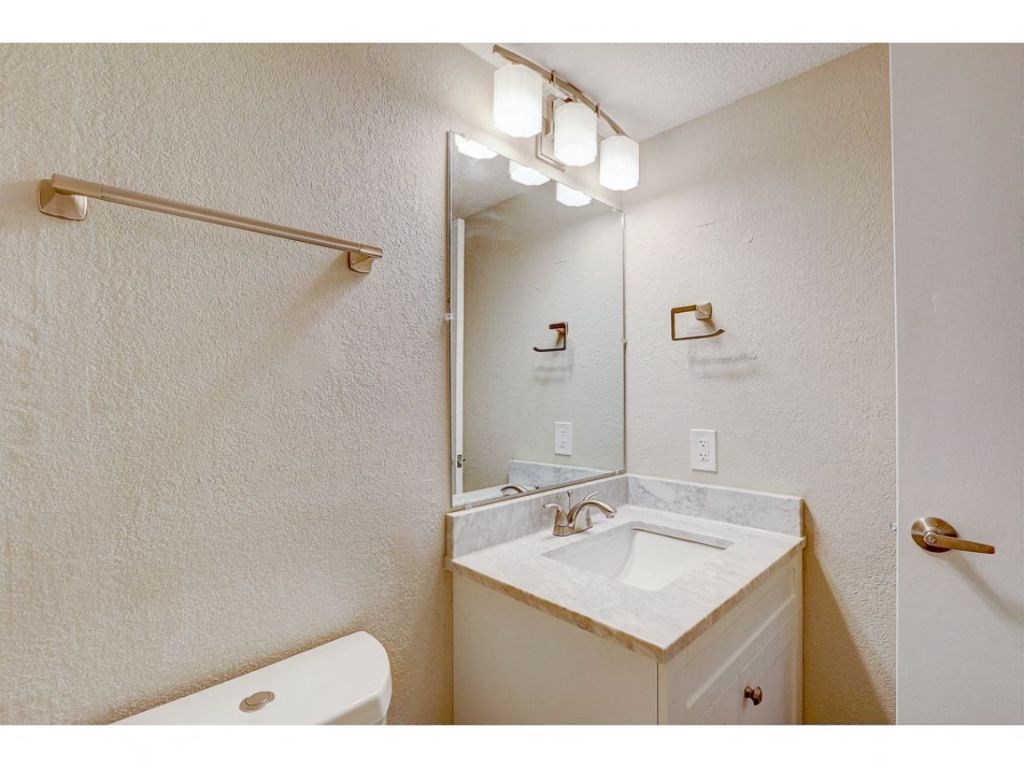 a bathroom with a sink and a mirror and a toilet