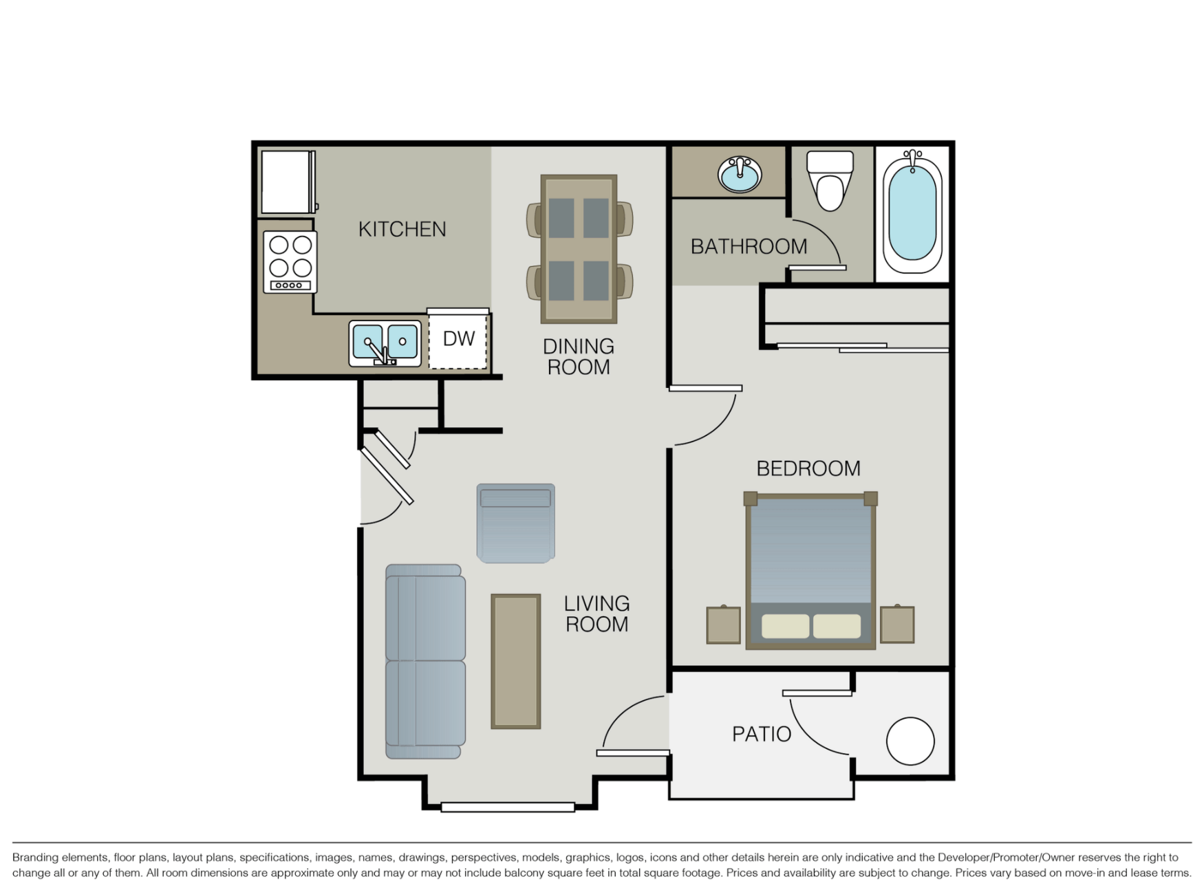 1 bedroom 1 bath A at Azul Apartments, Hemet, CA
