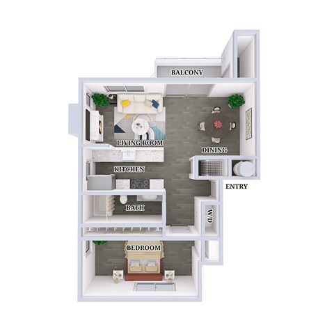 1 Bedroom Floor Plan at Broadview Apartments, California, 92407
