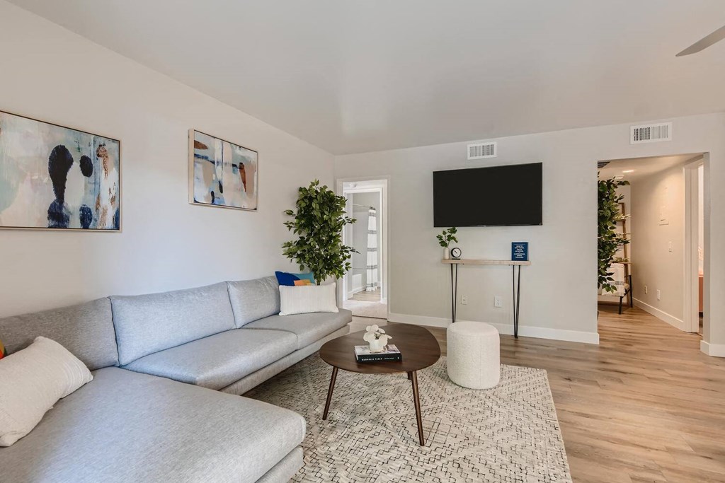 Living Room With TV at Carmel at the Colony, Ontario, California