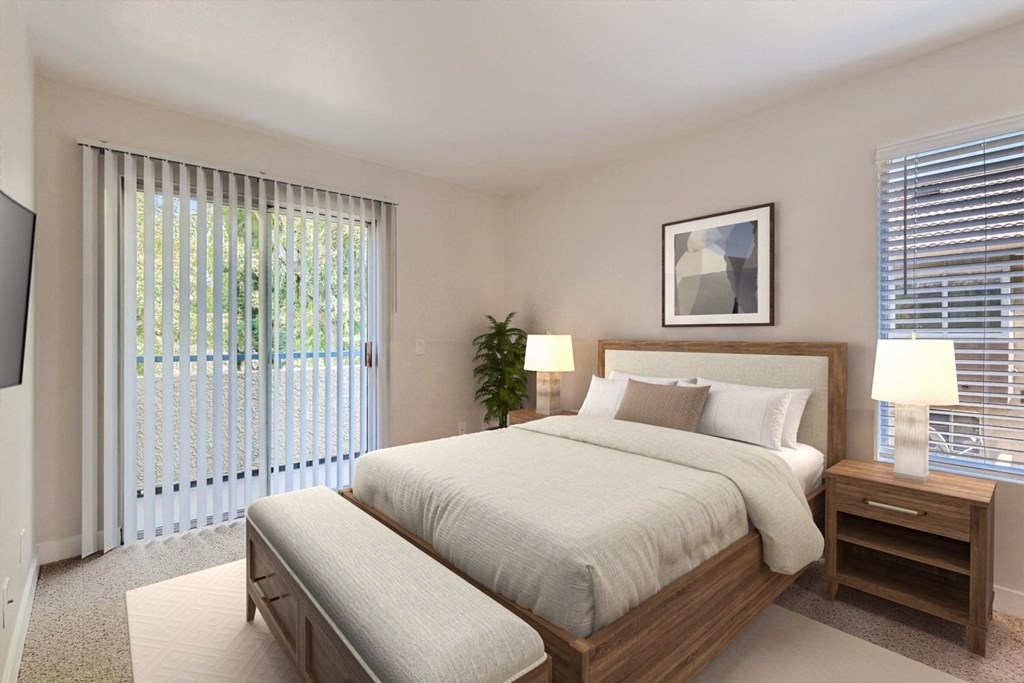 Bedroom With Expansive Windows at Carmel at the Colony, Ontario, CA, 91761
