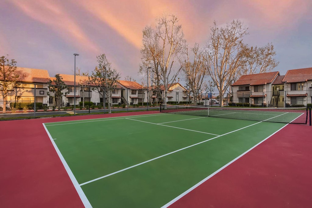 Tennis Court Twilight at Azul Apartments, Hemet, California